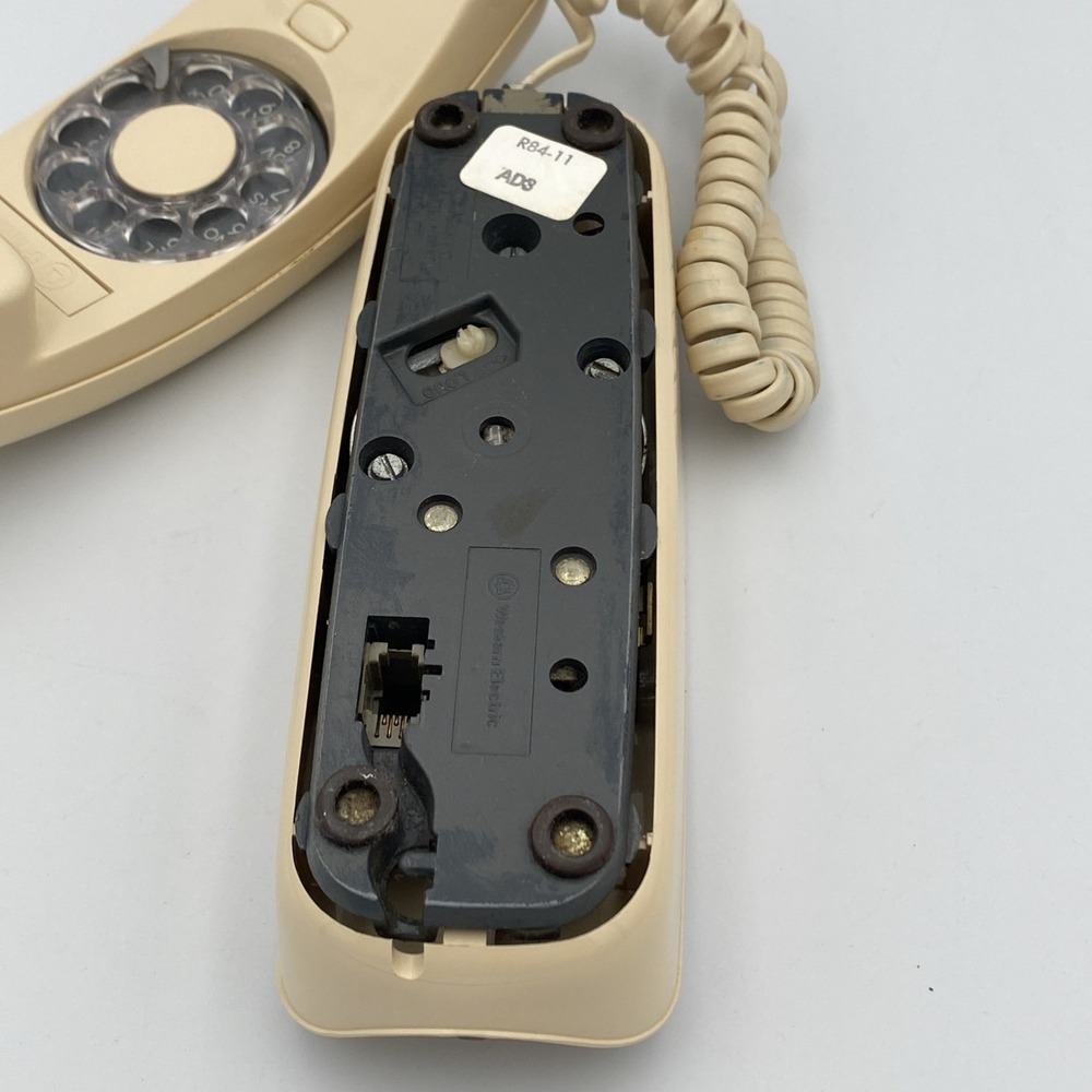 Vintage Western Electric rimline Rotary‎ Phone Beige White Land Line Desk 220 - Picture 12 of 15